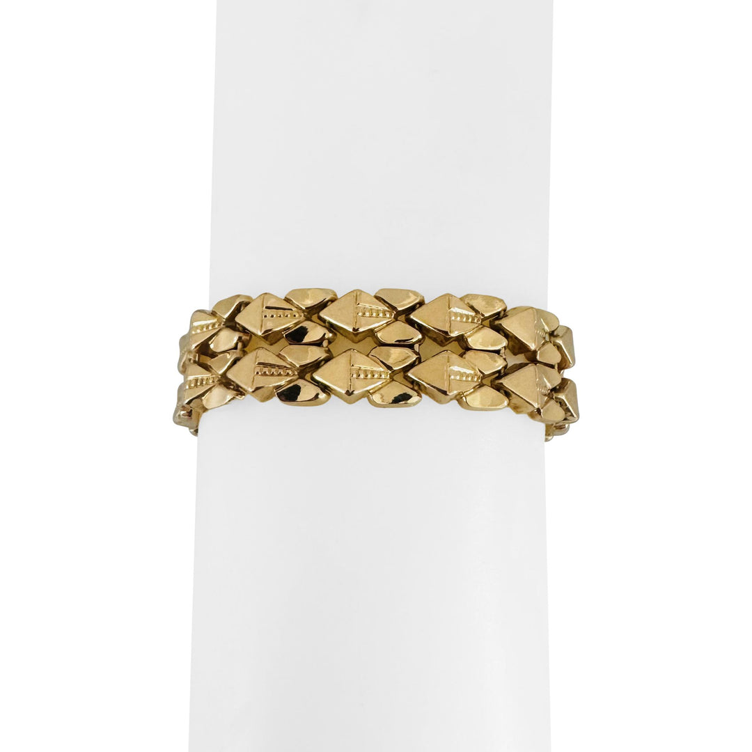 18k Yellow Gold 24.6g Vintage Heavy 14mm Fancy Link Bracelet Italy 7.25"