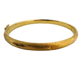18k Yellow Gold 11g Vintage Satin Finish Floral Bangle Bracelet 7.25"