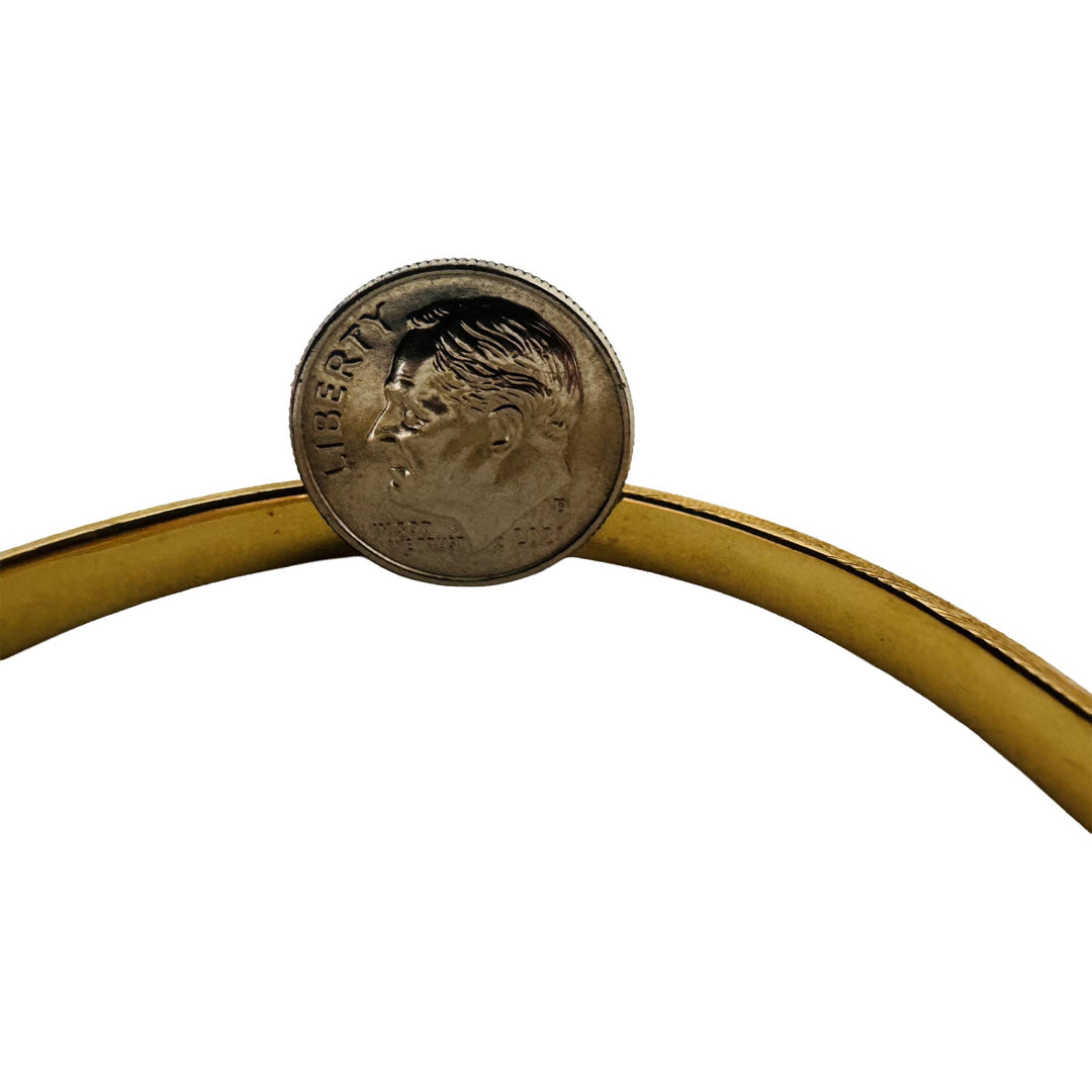 18k Yellow Gold 11g Vintage Satin Finish Floral Bangle Bracelet 7.25"
