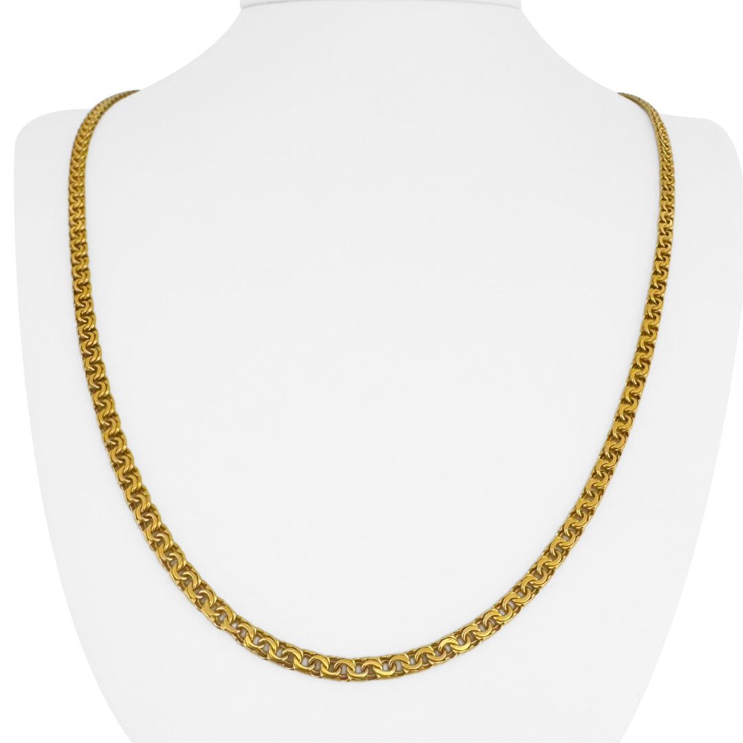 19k Portuguese Yellow Gold 19.5g Solid 4mm Double Circle Curb Link Necklace 24"