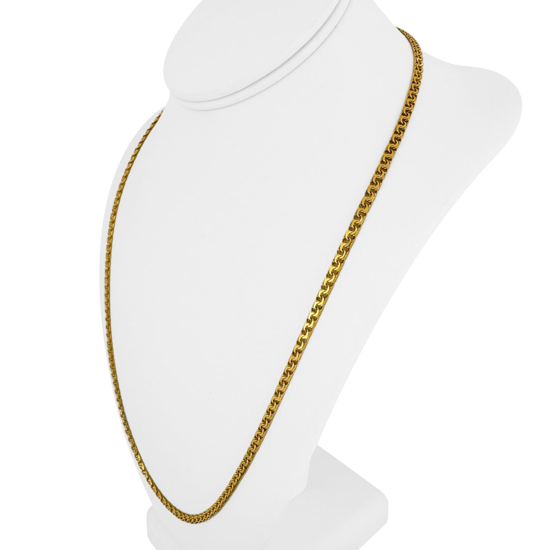 19k Portuguese Yellow Gold 19.5g Solid 4mm Double Circle Curb Link Necklace 24"