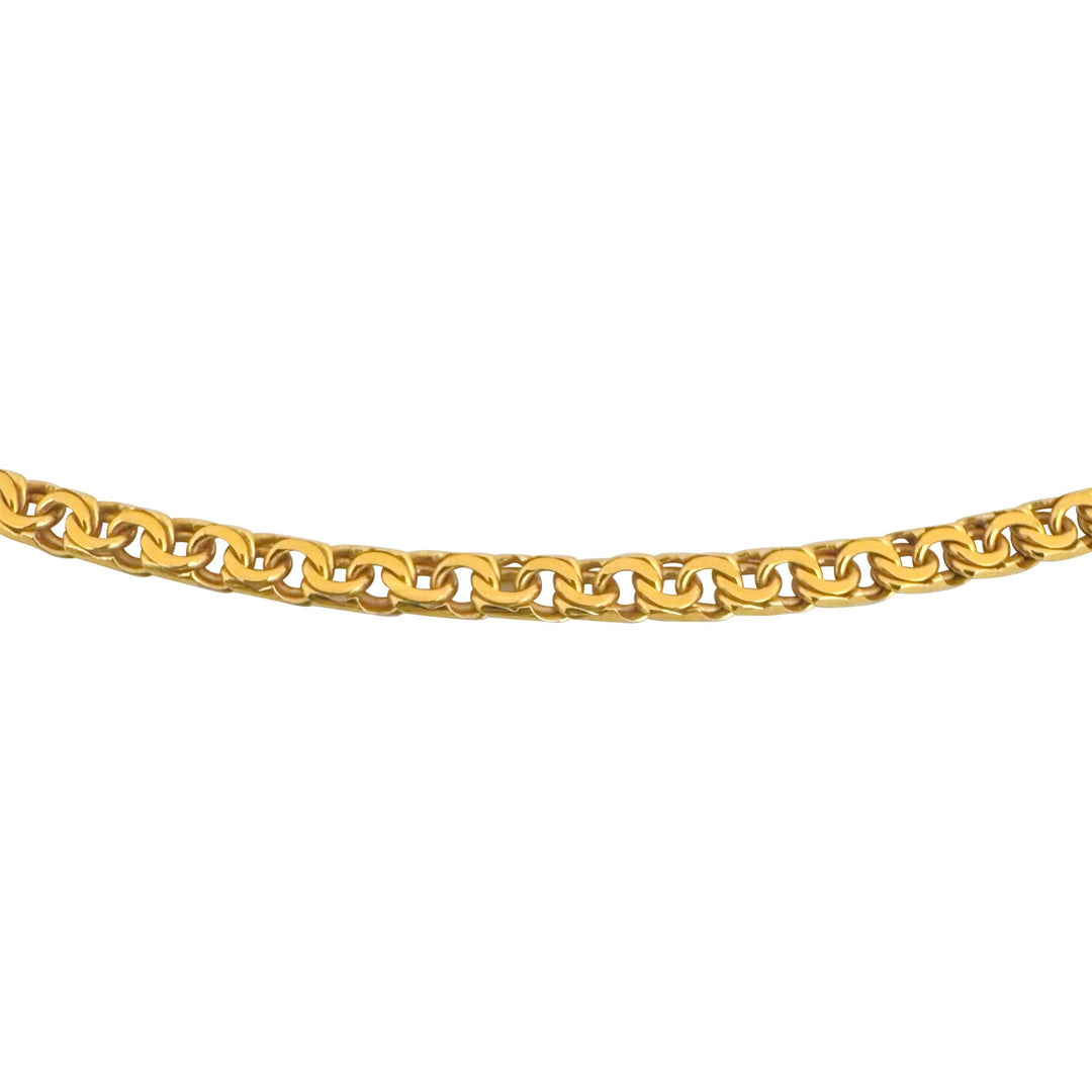 19k Portuguese Yellow Gold 19.5g Solid 4mm Double Circle Curb Link Necklace 24"