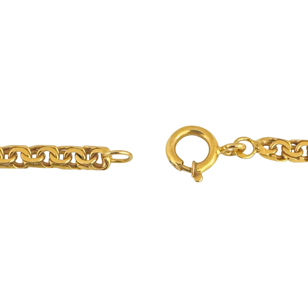 19k Portuguese Yellow Gold 19.5g Solid 4mm Double Circle Curb Link Necklace 24"