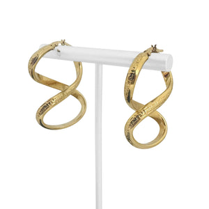 18k Yellow Gold 5.5g Figure 8 Infinity Greek Key Earrings Italy 1.5"