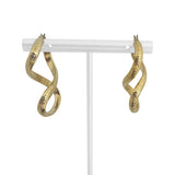 18k Yellow Gold 5.5g Figure 8 Infinity Greek Key Earrings Italy 1.5"