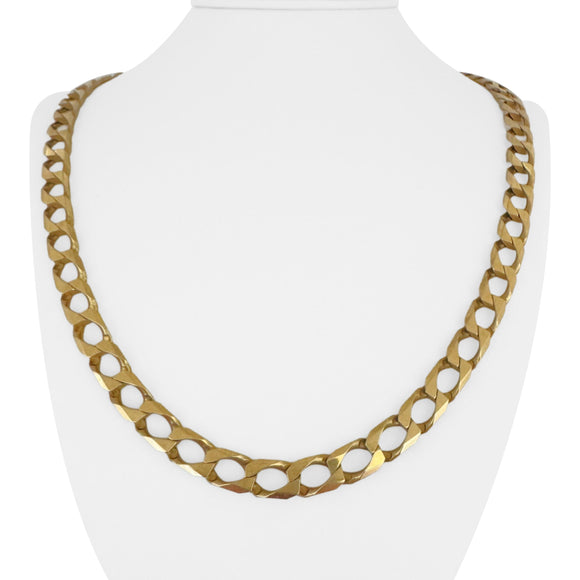 14k Yellow Gold 57.7g Solid Vintage 8mm Squared Curb Link Chain Necklace 23.5