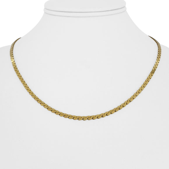 14k Yellow Gold 9.7g Solid Thin 2.5mm Serpentine Link Chain Necklace Italy 18