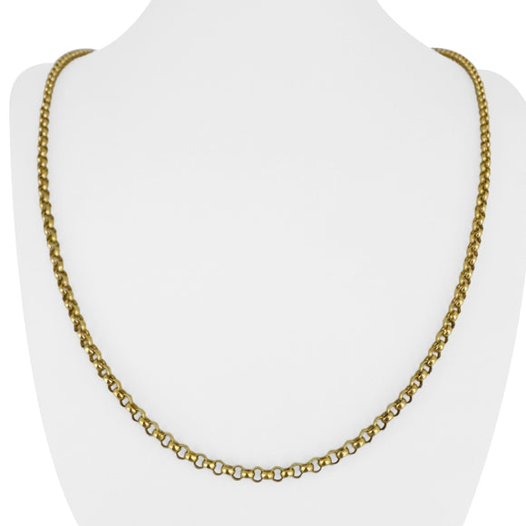 14k Yellow Gold 6.9g Hollow Light 3.2mm Rolo Link Chain Necklace Italy 24