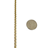 14k Yellow Gold 6.9g Hollow Light 3.2mm Rolo Link Chain Necklace Italy 24"