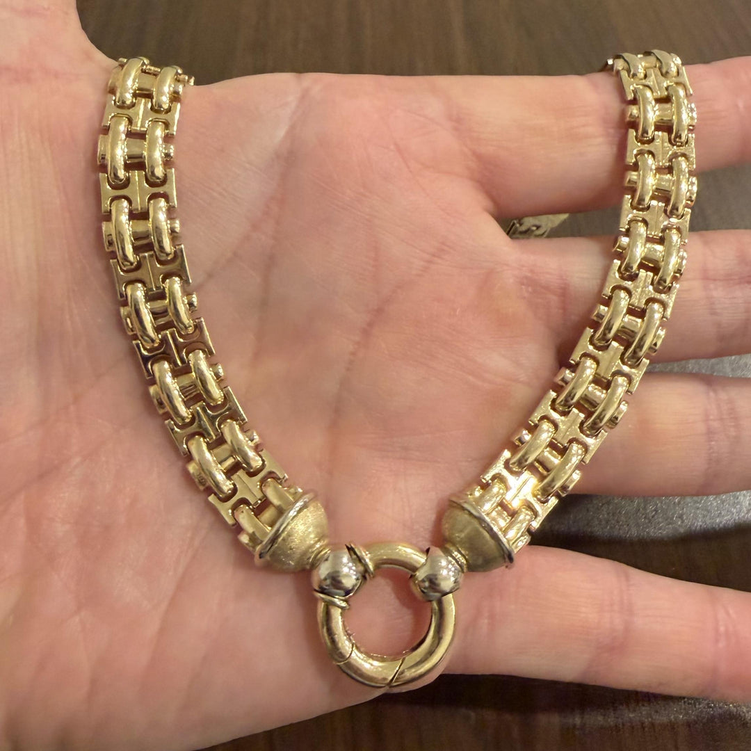 14k Yellow Gold 47.7g Ladies Heavy 11mm Fancy Link Collar Necklace 15"
