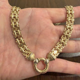 14k Yellow Gold 47.7g Ladies Heavy 11mm Fancy Link Collar Necklace 15"