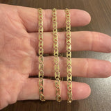 14k Yellow Gold 14.5g Solid Flat 4mm Fancy Link Chain Necklace 24"