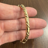 14k Yellow Gold 23.8g Solid Heavy 5.5mm Twisted Bangle Bracelet Italy 6.75"