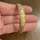 14k Yellow Gold 12.2g Satin Finish 10mm Diamond Cut Bangle Bracelet 7"