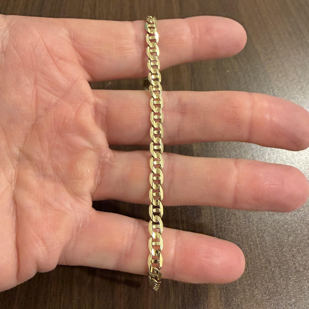 14k Yellow Gold 7.4g Solid 5mm Mariner Link Bracelet Italy 7.5"