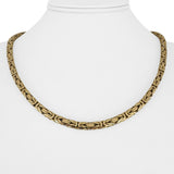 14k Yellow Gold 50g Solid Very Heavy Squared Byzantine Link Necklace Italy 18.5"