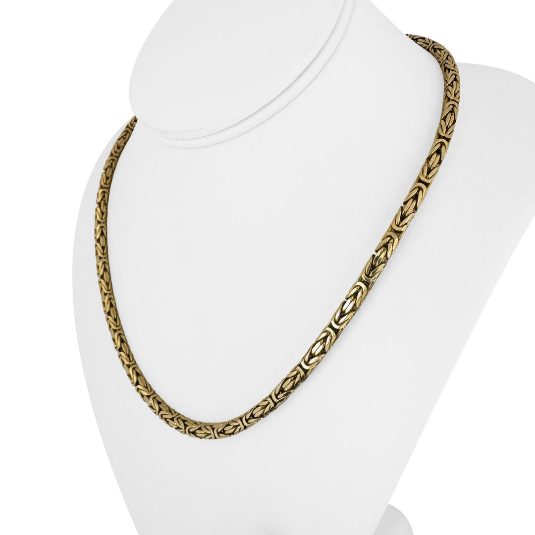 14k Yellow Gold 50g Solid Very Heavy Squared Byzantine Link Necklace Italy 18.5"