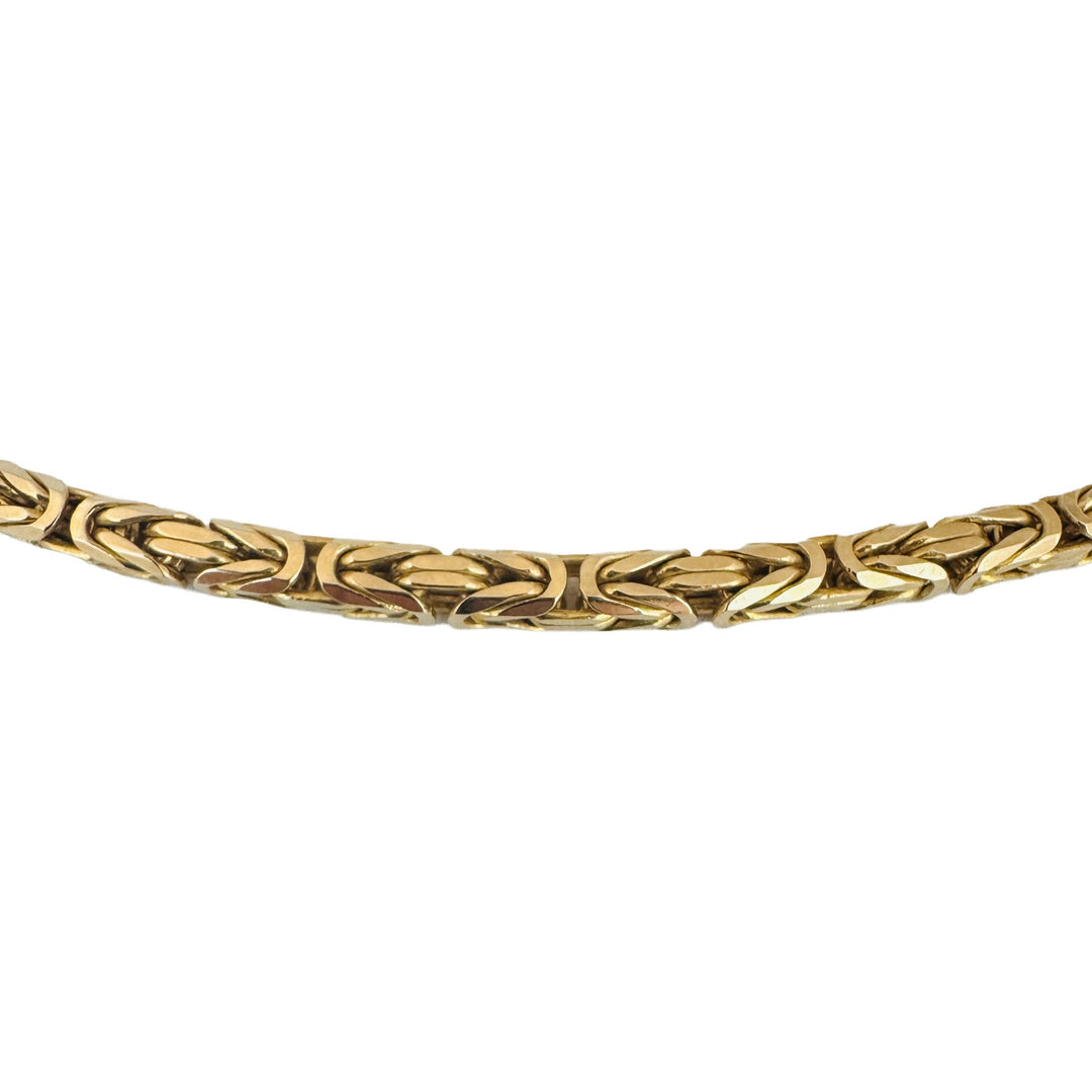 14k Yellow Gold 50g Solid Very Heavy Squared Byzantine Link Necklace Italy 18.5"