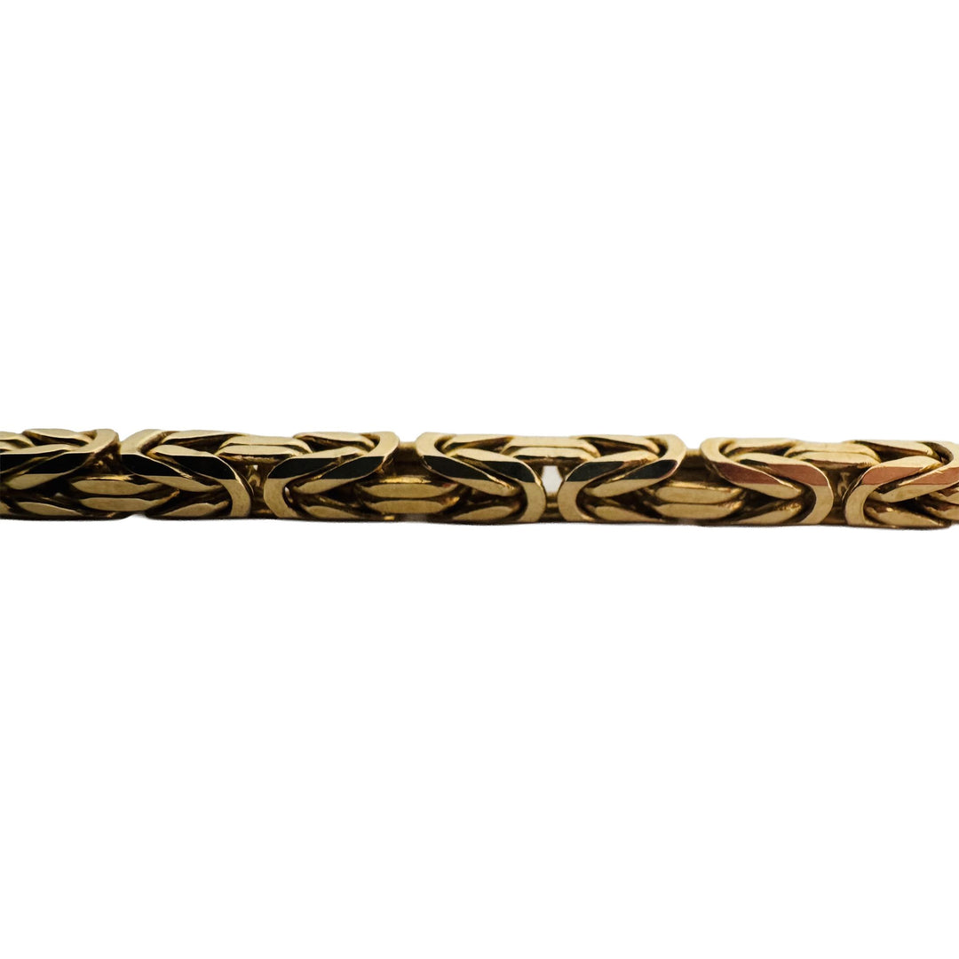 14k Yellow Gold 50g Solid Very Heavy Squared Byzantine Link Necklace Italy 18.5"