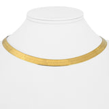 14k Yellow Gold 14.5g Solid Flat Silky 7mm Herringbone Link Necklace Italy 16"