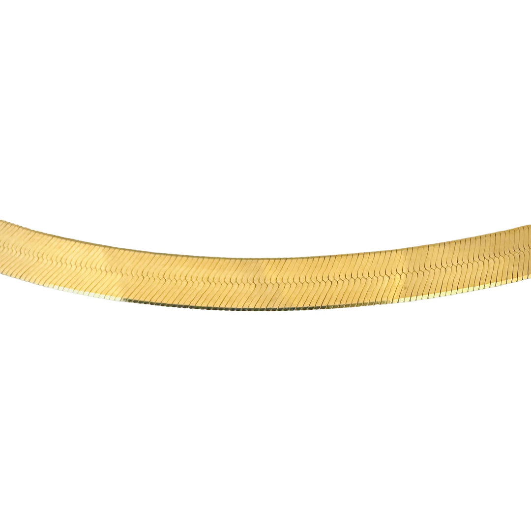 14k Yellow Gold 14.5g Solid Flat Silky 7mm Herringbone Link Necklace Italy 16"