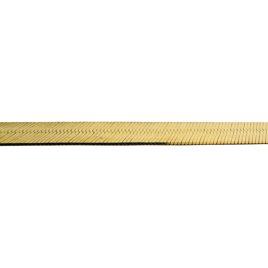 14k Yellow Gold 14.5g Solid Flat Silky 7mm Herringbone Link Necklace Italy 16"