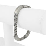 14k White Gold 17g Popcorn Link Flexible 6mm Bangle Italy 7"