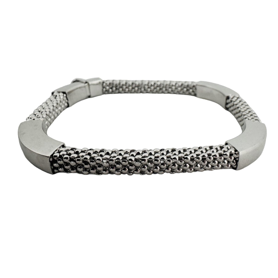 14k White Gold 17g Popcorn Link Flexible 6mm Bangle Italy 7"