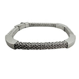 14k White Gold 17g Popcorn Link Flexible 6mm Bangle Italy 7"