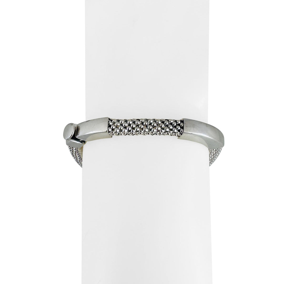 14k White Gold 17g Popcorn Link Flexible 6mm Bangle Italy 7"