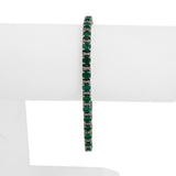 14k White Gold 4cttw Emerald and 0.50cttw Diamond 17.7g Tennis Bracelet 7"