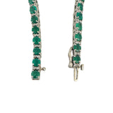 14k White Gold 4cttw Emerald and 0.50cttw Diamond 17.7g Tennis Bracelet 7"