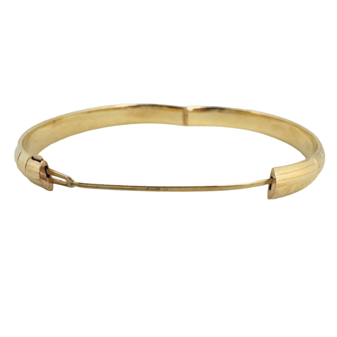 14k Yellow Gold 9g Ladies Vintage 7.5mm Patterned Bangle Bracelet 6.75"