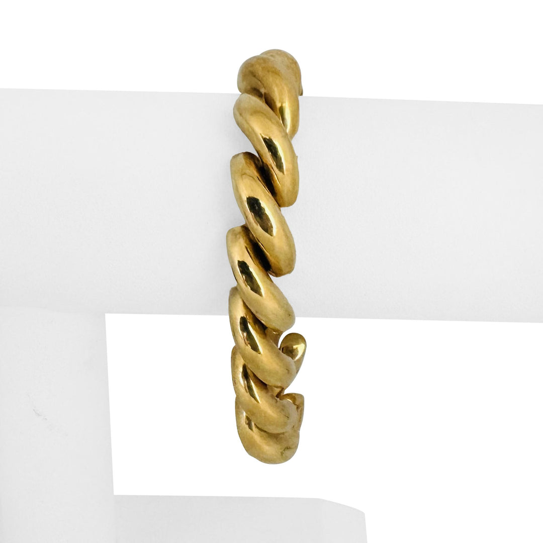 14k Yellow Gold 24.8g Ladies Polished 11mm San Marco Link Bracelet Italy 7.25"