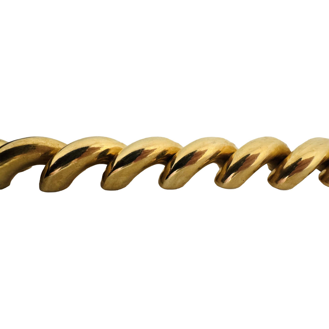 14k Yellow Gold 24.8g Ladies Polished 11mm San Marco Link Bracelet Italy 7.25"