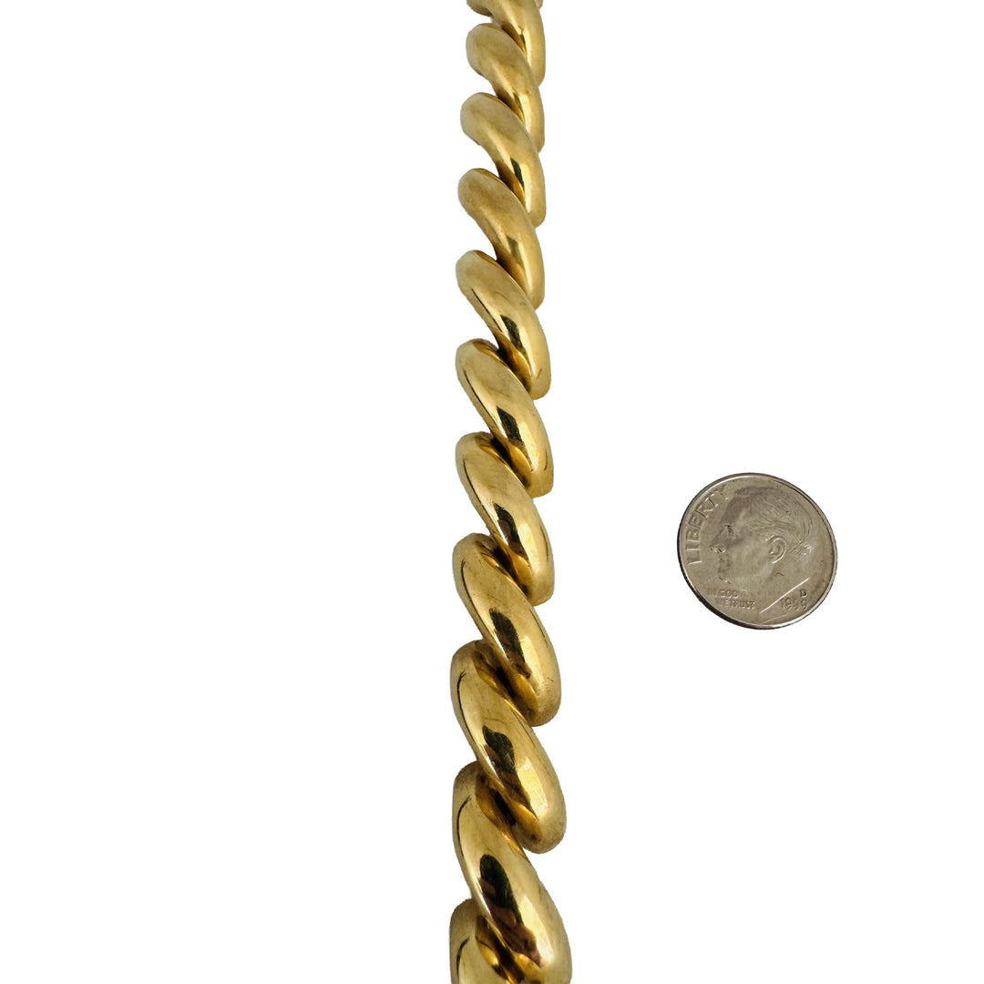 14k Yellow Gold 24.8g Ladies Polished 11mm San Marco Link Bracelet Italy 7.25"