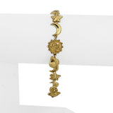 14k Yellow Gold 9.7g Moon Sun Stars Planets Charm Link Bracelet 7"