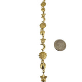 14k Yellow Gold 9.7g Moon Sun Stars Planets Charm Link Bracelet 7"