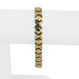 14k Yellow Gold 15.2g Ladies 8.5mm XO Hugs and Kisses Link Bracelet Italy 7.25"