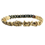 14k Yellow Gold 15.2g Ladies 8.5mm XO Hugs and Kisses Link Bracelet Italy 7.25"