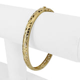 14k Yellow Gold 12.8g Solid Vintage 6mm Floral Bangle Bracelet 7.25"