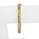 14k Yellow Gold 12.8g Solid Vintage 6mm Floral Bangle Bracelet 7.25"