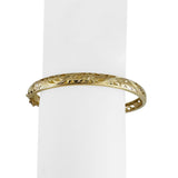 14k Yellow Gold 12.8g Solid Vintage 6mm Floral Bangle Bracelet 7.25"