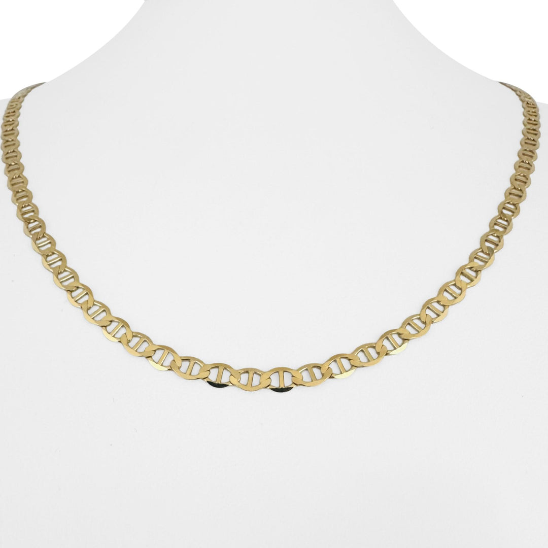 14k Yellow Gold 8.7g Semi Solid 4mm Mariner Link Chain Necklace Italy 20"