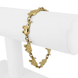 14k Yellow Gold 11.4g Ladies Polished Elephant Charm Link Bracelet Italy 7.25"