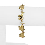 14k Yellow Gold 11.4g Ladies Polished Elephant Charm Link Bracelet Italy 7.25"