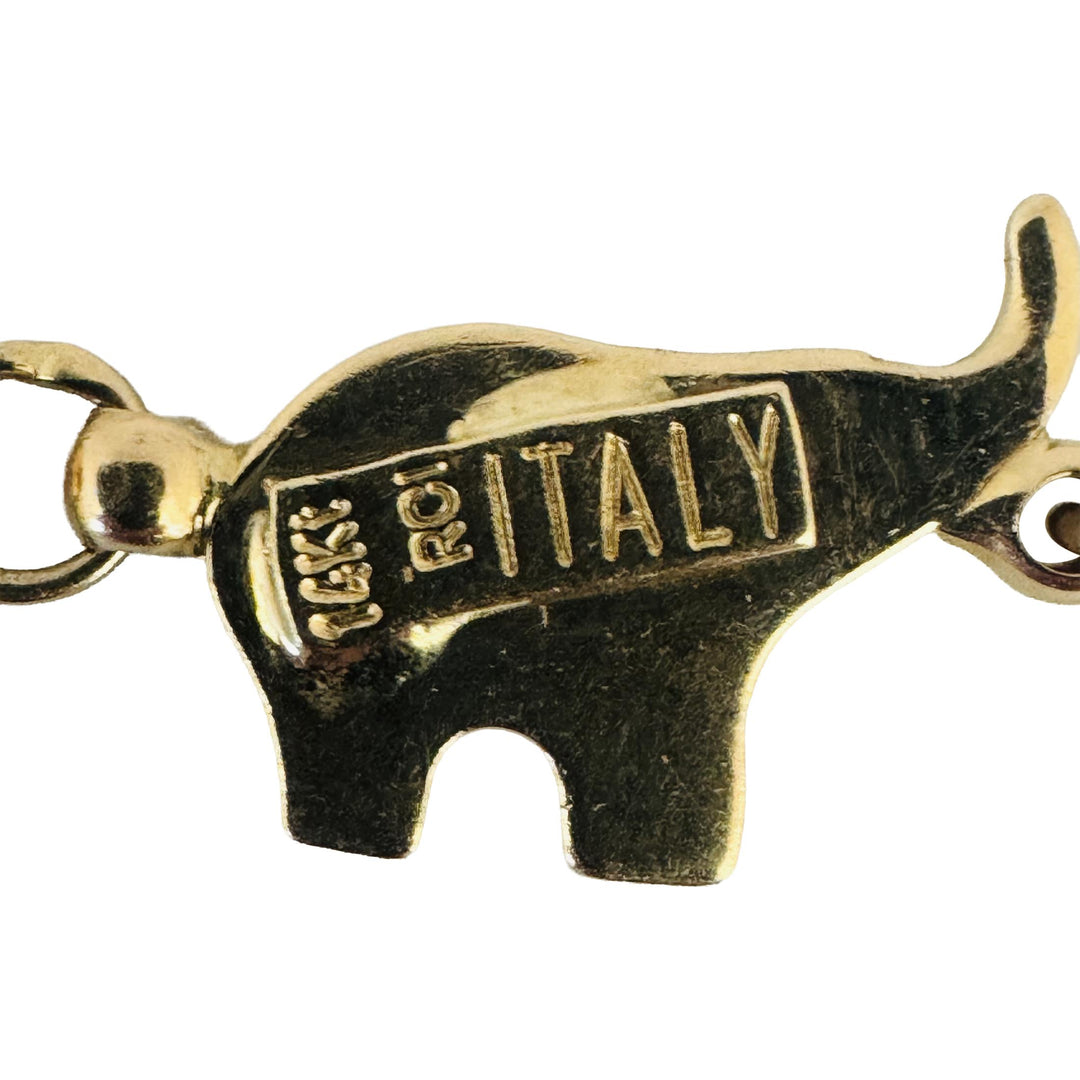14k Yellow Gold 11.4g Ladies Polished Elephant Charm Link Bracelet Italy 7.25"