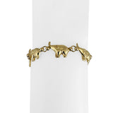 14k Yellow Gold 11.4g Ladies Polished Elephant Charm Link Bracelet Italy 7.25"