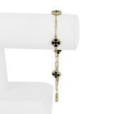 14k Yellow Gold and Lapis Lazuli Paperclip Link Clover Anklet 10"