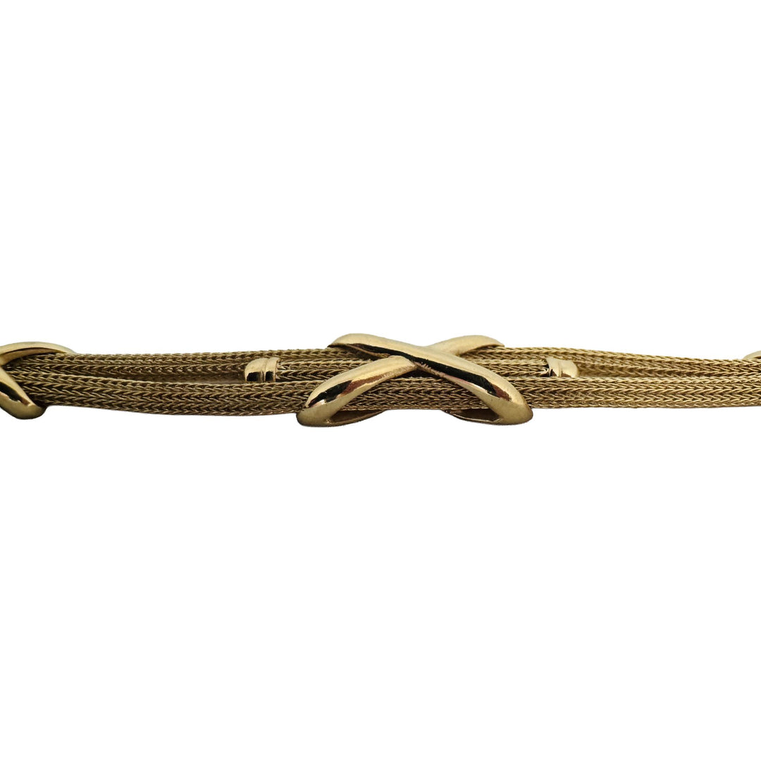 14k Yellow Gold 23.2g Solid Graduated Multi Strand Mesh Bracelet Italy 7.25"